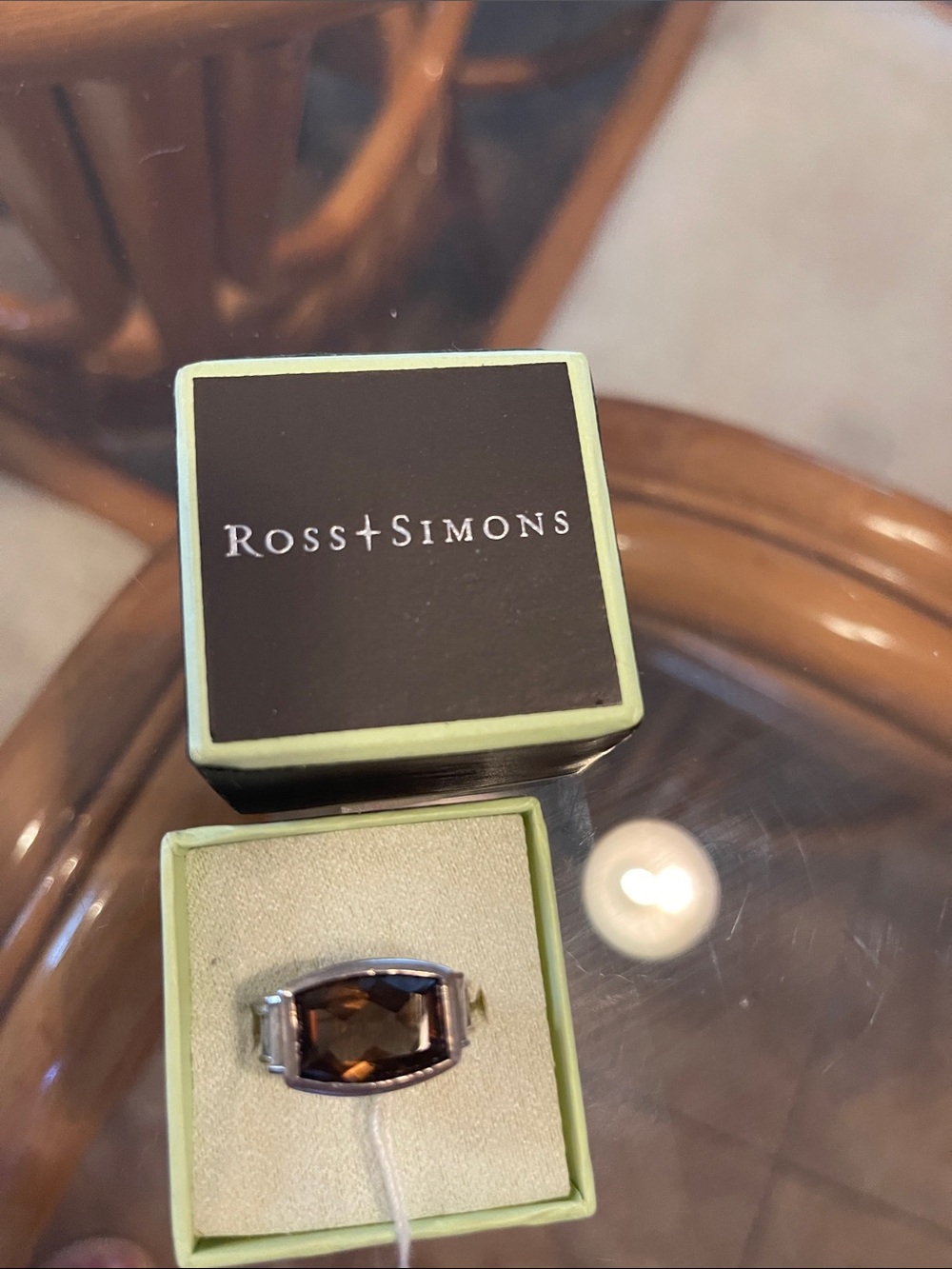 Ross-Simons Smoky Brown Cushion-Cut Ring in Silver-Tone